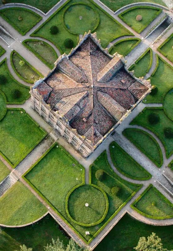 square castle from above
